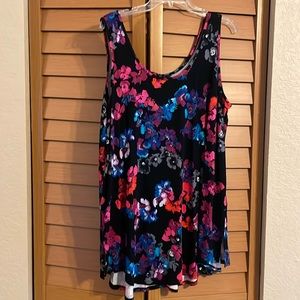 Taking Shape. New with Tags Tank Top. Size 18. Black with multi color flowers